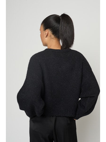 Balloon Sleeve Sweater in Black