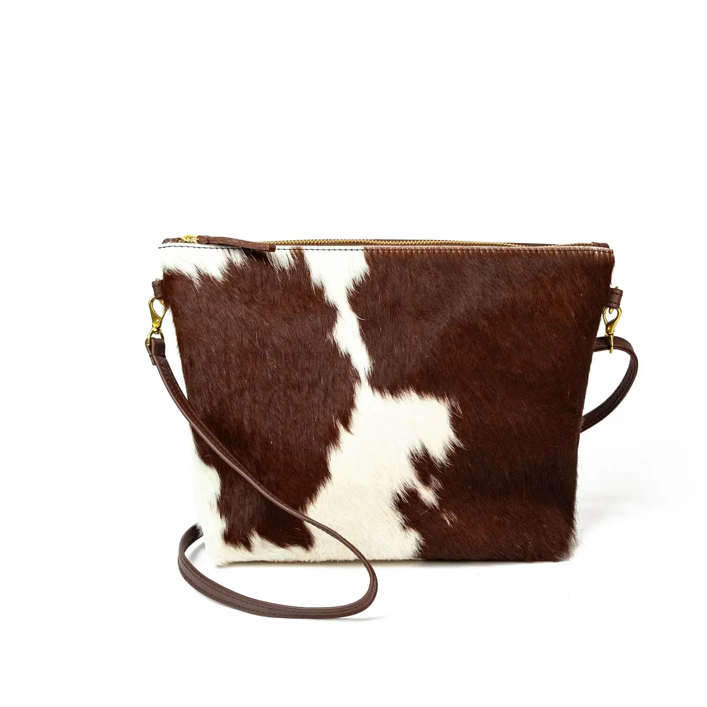 Brown & White Cowhide Mini Hobo