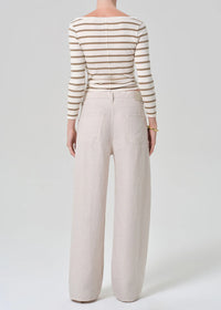 Brynn Drawstring Linen Trouser in Pale Stone