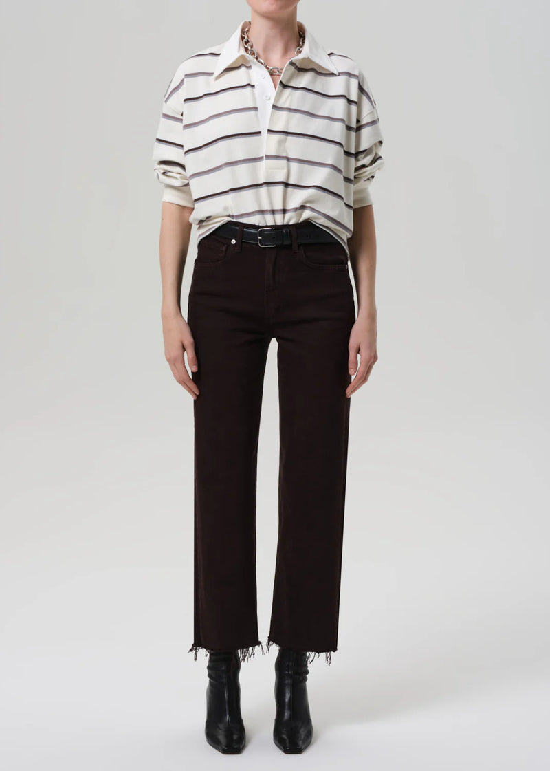 Palma Straight Raw Hem in Carob