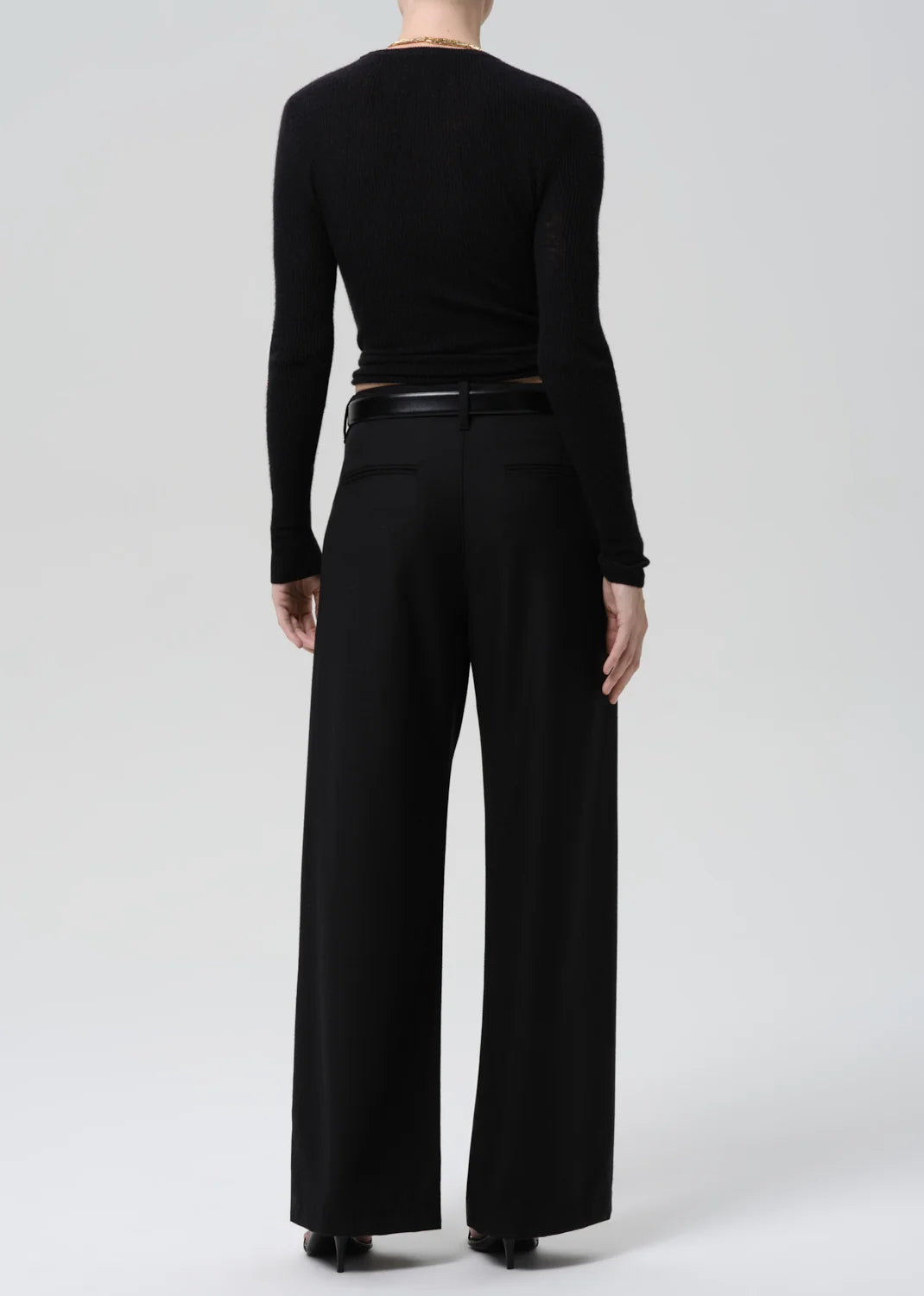 Ines Italian Vintage Wool Trouser in Black