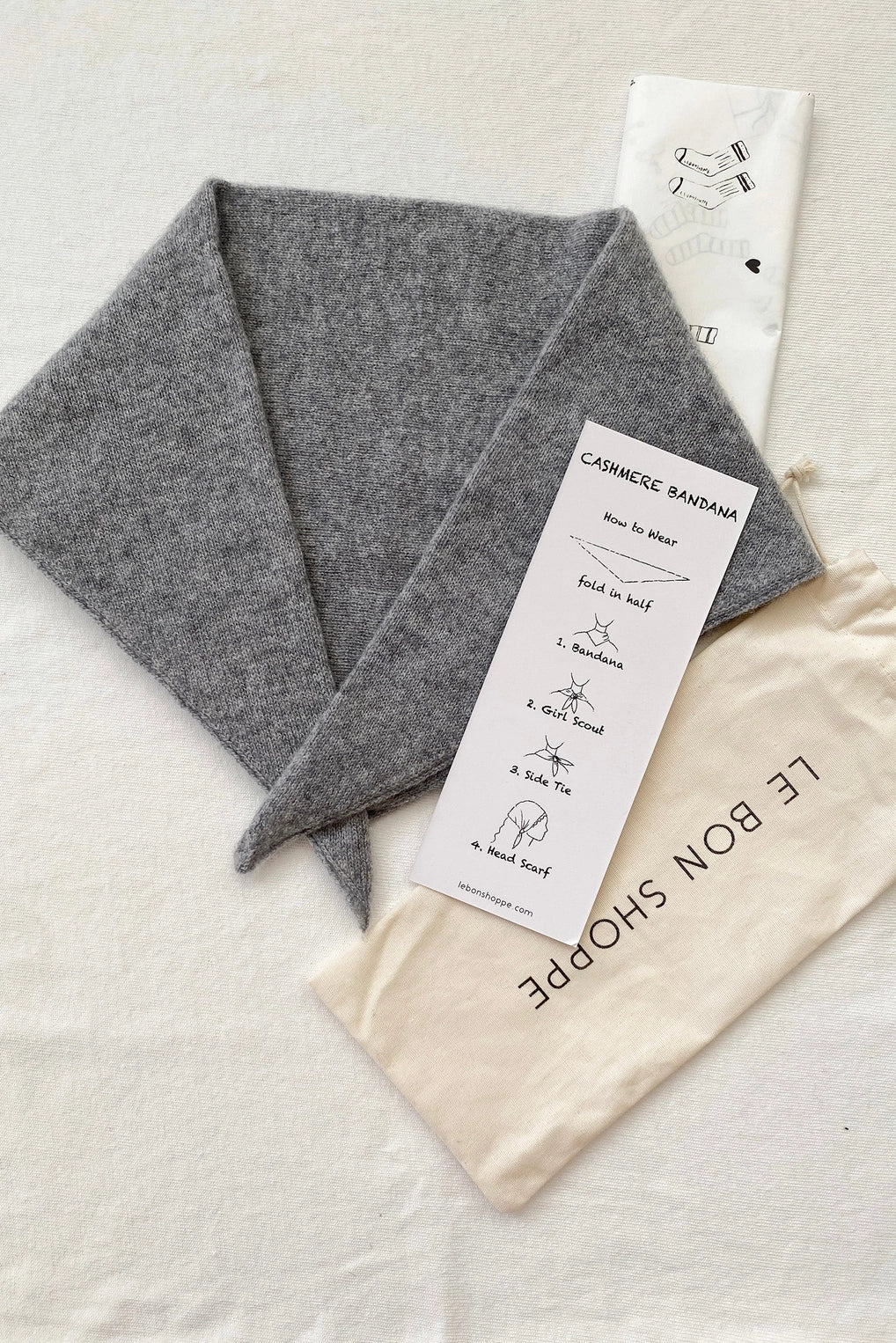 Cashmere Bandana in Heather Grey