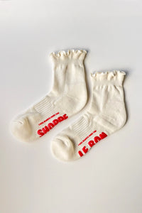 Ruffle Hugger Crew Socks in Vanilla