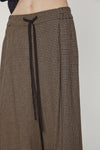 Check Wide-Leg Drawstring Trousers