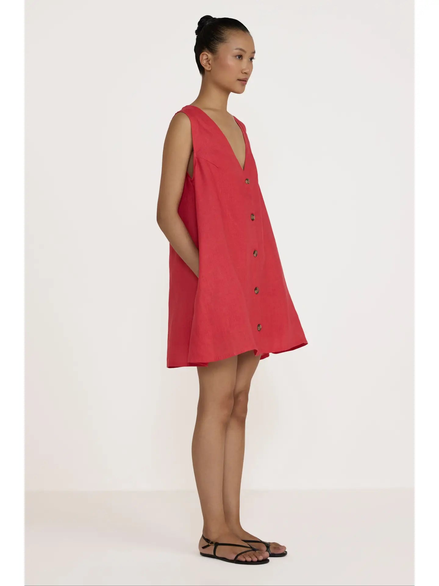 V Neck Mini Dress in Poppy