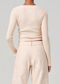 Varra Waffle Henley in Shrimp