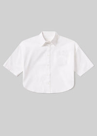 Frances Cropped Cape Button Up in Optic White
