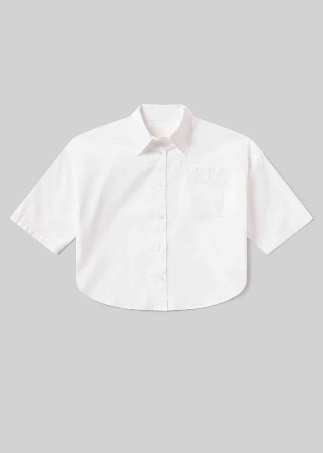 Frances Cropped Cape Button Up in Optic White