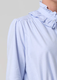 Calista Frill Collar Shirt in Blue