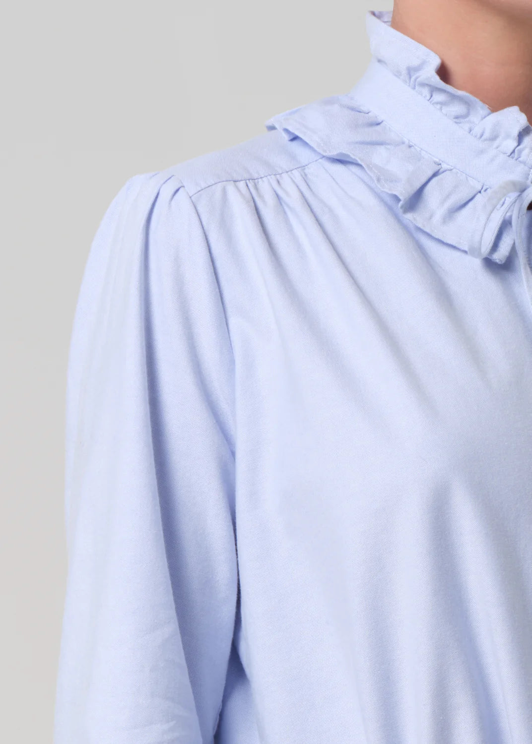 Calista Frill Collar Shirt in Blue