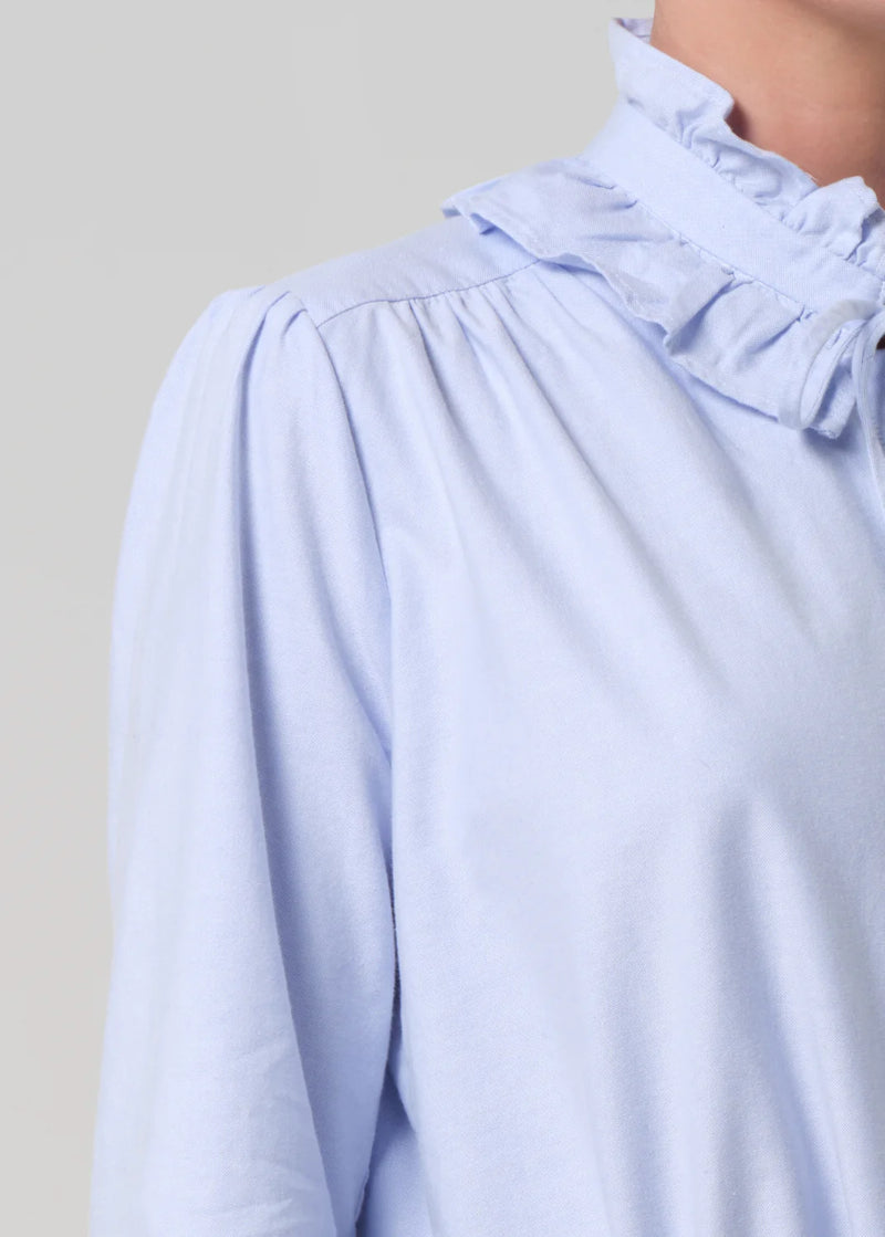 Calista Frill Collar Shirt in Blue