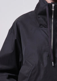 Lydia Nylon Popover Anorak in Black
