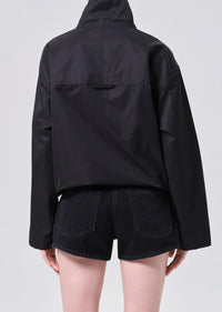 Lydia Nylon Popover Anorak in Black