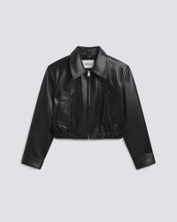 Nahla Cropped Recycled Leather Jacket in Detox