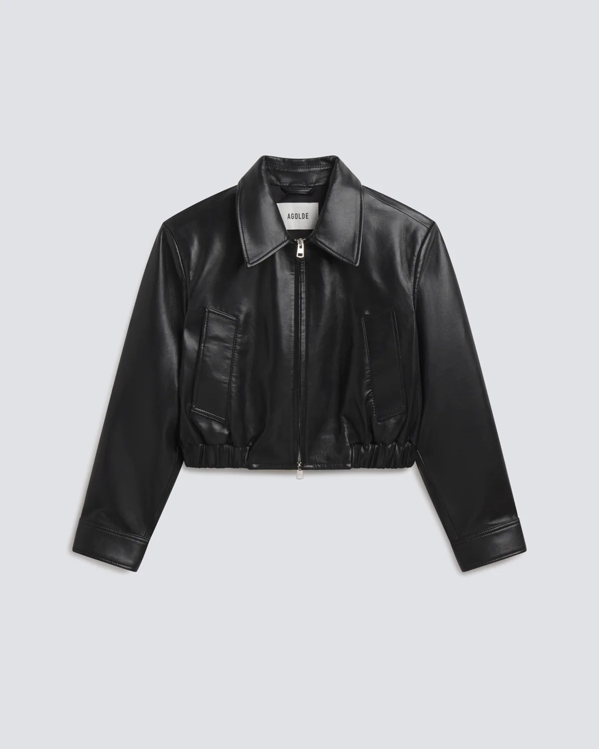 Nahla Cropped Recycled Leather Jacket in Detox