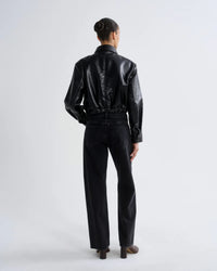 Nahla Cropped Recycled Leather Jacket in Detox