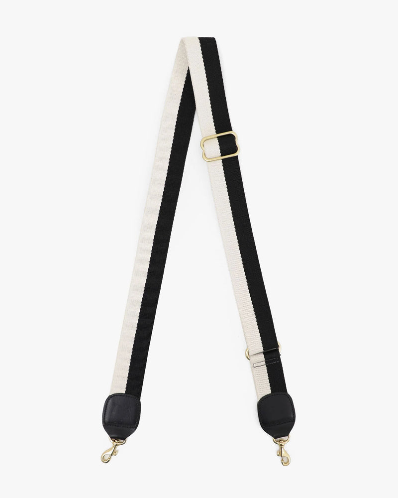 Adjustable Crossbody Strap in Black + Cream Stripe