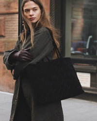 Gabrielle Bag Grande Weave in Brown Suede