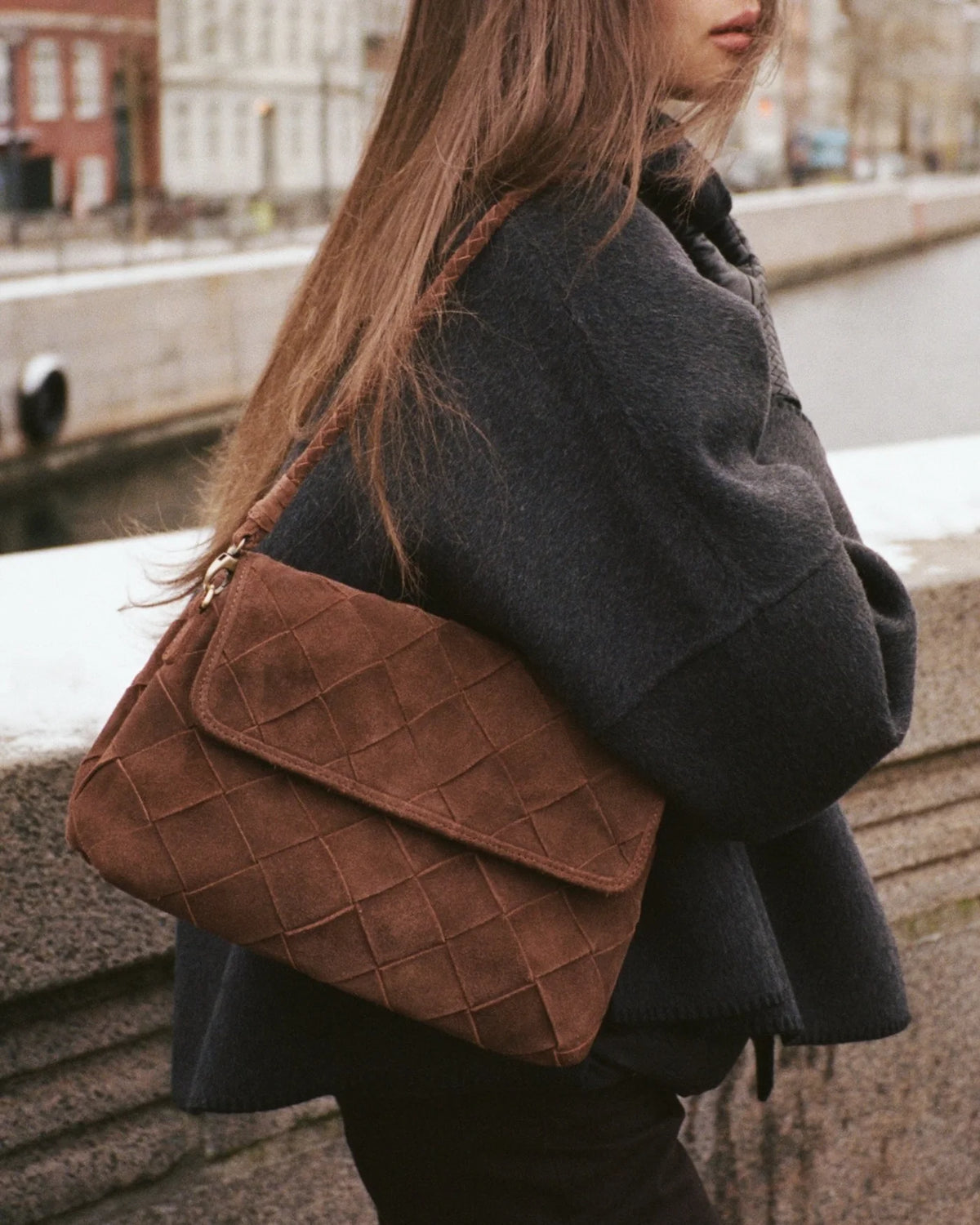 Madeleine Bag in Brown Suede