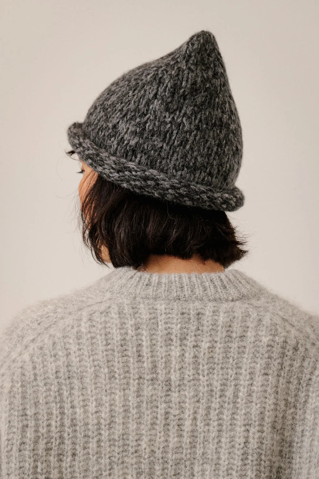 Baby Alpaca Roll Hat in Charcoal