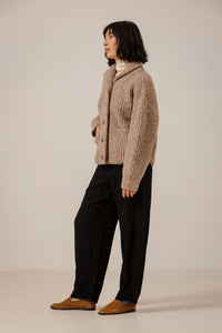 Oversized Shawl Cardigan in Dark Fawn