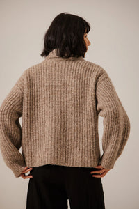 Oversized Shawl Cardigan in Dark Fawn