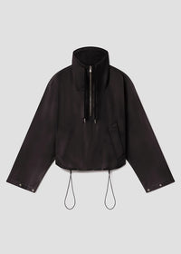Lydia Nylon Popover Anorak in Black