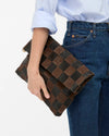Carryall Clutch in Nappa & Suede Oversized Checker