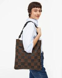 Carryall Clutch in Nappa & Suede Oversized Checker