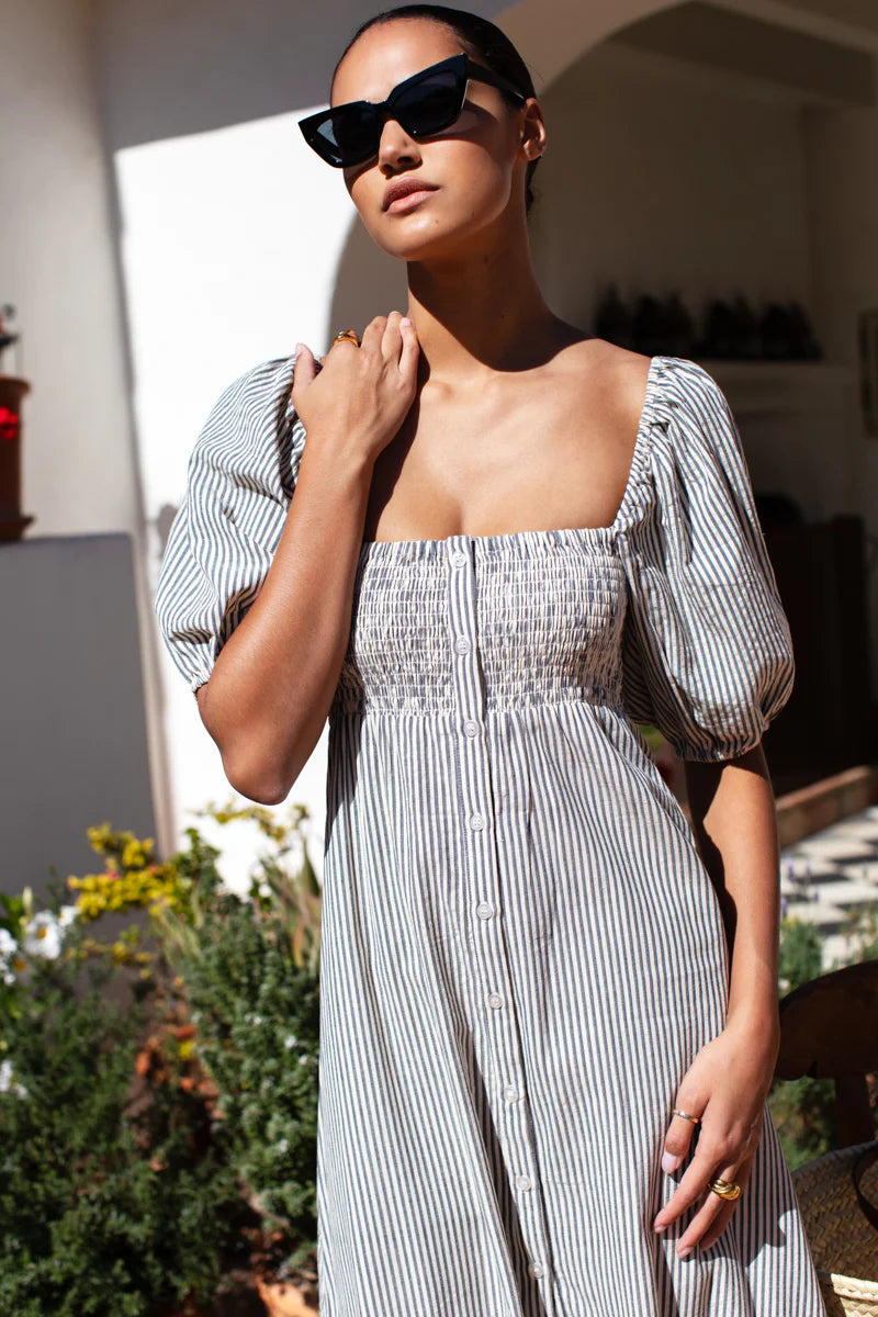 Santiago Dress in Newburyport Stripe