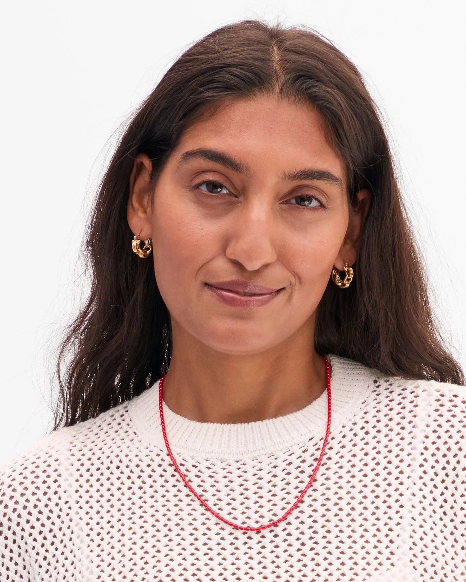 Enamel Barrel Chain Necklace in Poppy