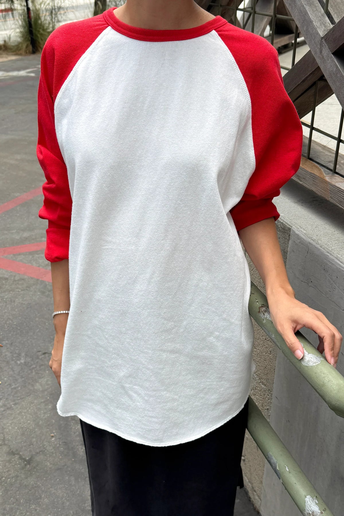 Heavy Cotton Raglan Tee in Tomato