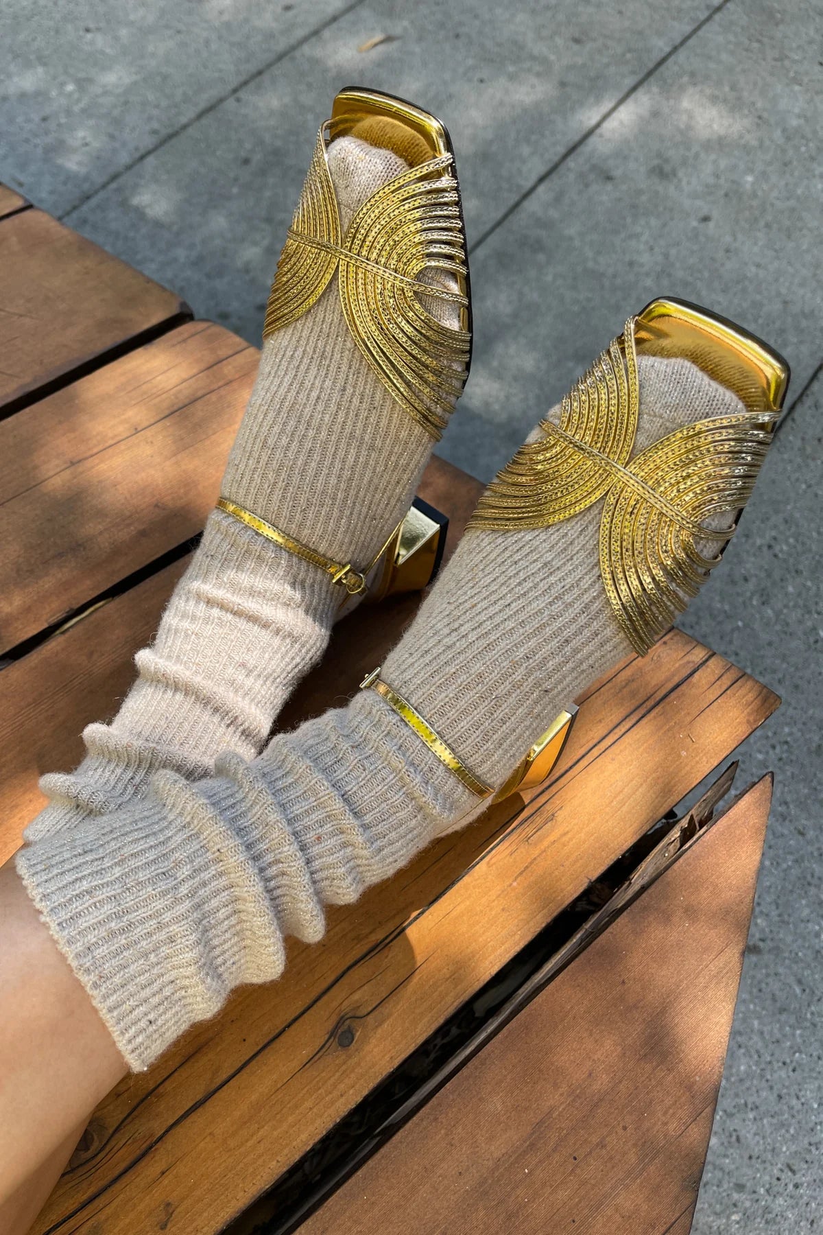 Winter Sparkle Socks in Champagne