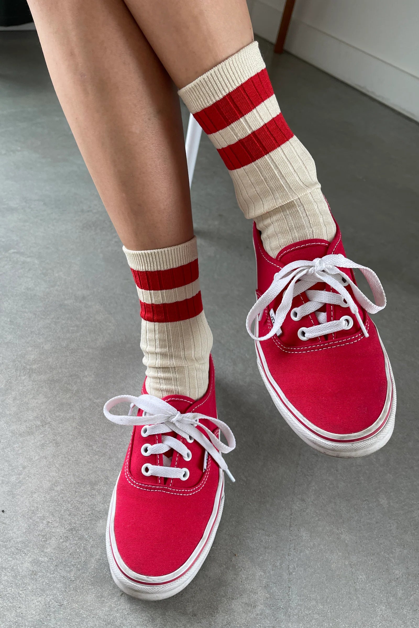 Her Varsity Socks in Red