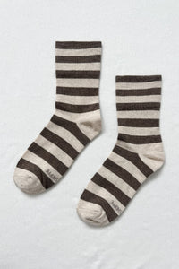 Wally Socks in Brown Stripe