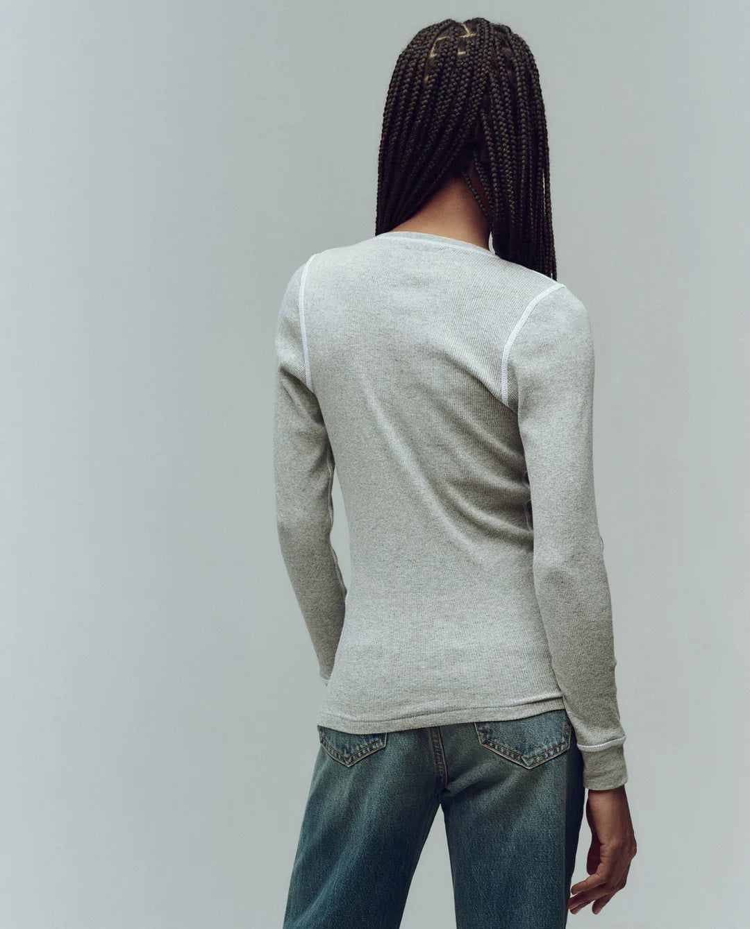 The Baby Rib Henley in Heather Grey