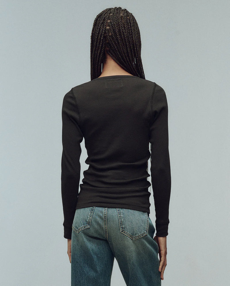The Baby Rib Henley in Almost Black