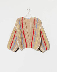 Chunky Alpaca Bomber Cardigan in Fisher Boat
