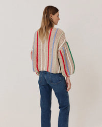 Chunky Alpaca Bomber Cardigan in Fisher Boat