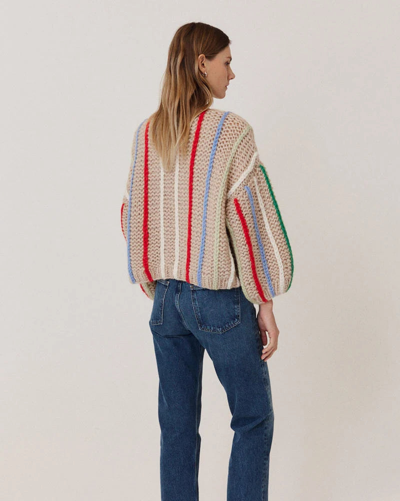 Chunky Alpaca Bomber Cardigan in Fisher Boat