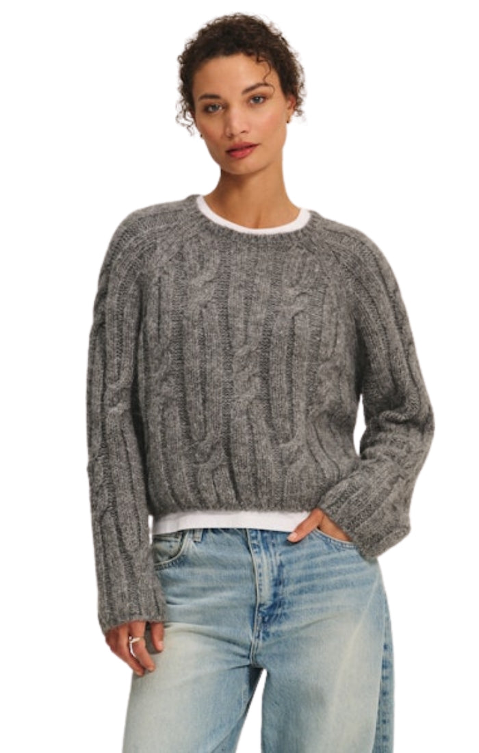 Marina Crew Top in Heather Grey
