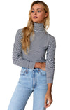 Organic Little Turtleneck in Steel + White Stripe