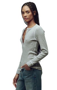 The Baby Rib Henley in Heather Grey