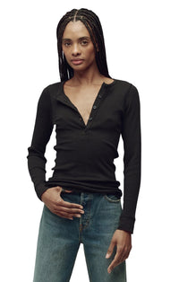 The Baby Rib Henley in Almost Black