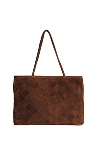 Gabrielle Bag Grande Weave in Brown Suede