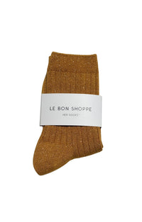 Her Socks in Mustard Glitter