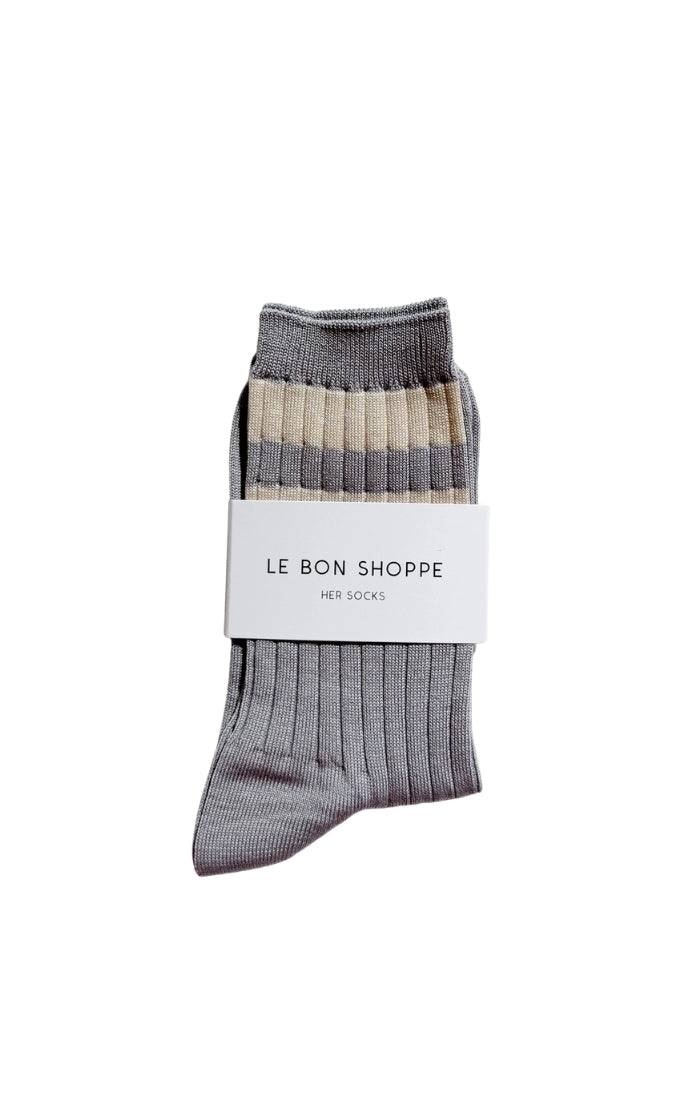 Her Varsity Socks in Stone White