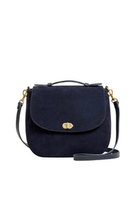 Turnlock Louis w/ Top Handle in Navy Suede