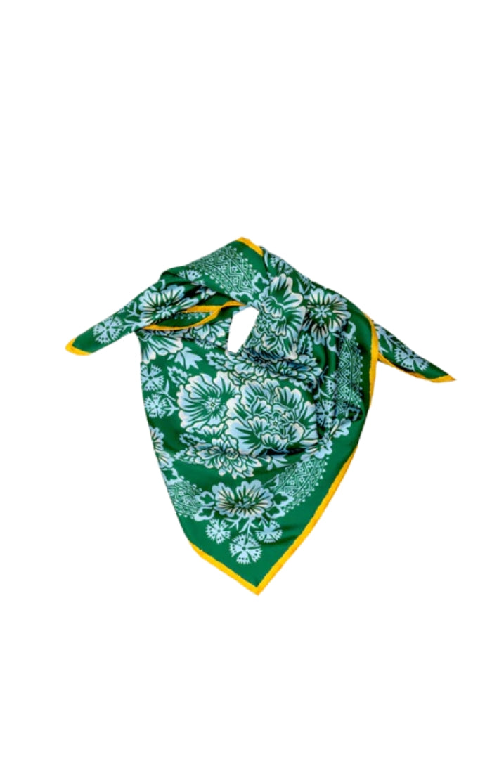 Silk Twill Scarf in Garden Green