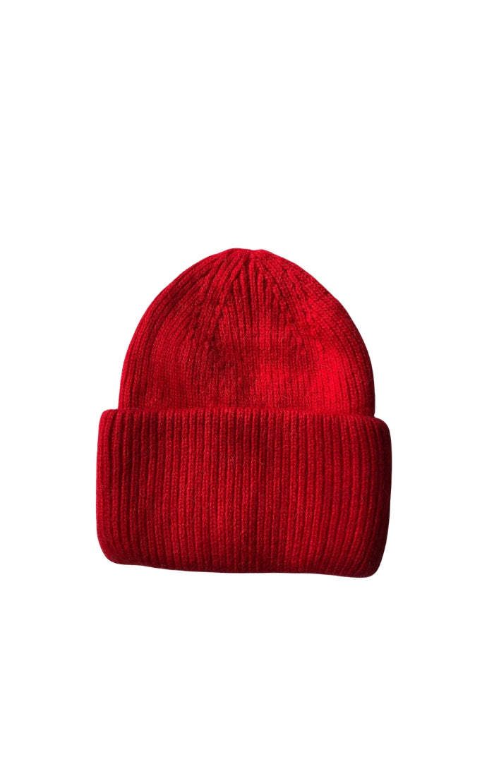 Angora Wool Beanie in Red